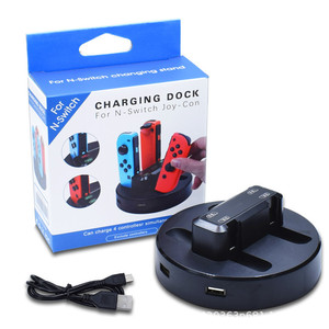 Interruptor de cuatro mandos de carga para Nintendo <span class=keywords><strong>Switch</strong></span> Joy Con, Con <span class=keywords><strong>2</strong></span> puertos <span class=keywords><strong>USB</strong></span> y luz indicadora, nuevo - Product Image 2