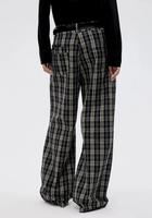 Pantalon cargo décontracté vintage à carreaux noirs, coupe large, taille haute, ample, avec poches cargo, tissé, style streetwear pour femme