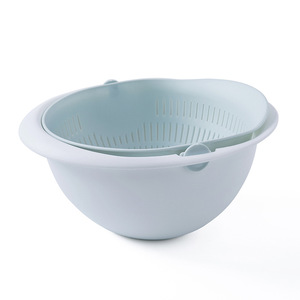 Plastic Colander Vegetable Fruit Washing Basket Double Layer Drain Bowl Kitchen Strainer Pink Purple Blue - Product Image 5