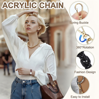Porte-clés en acrylique pour sac à main, sangle de chaîne, ceinture en plastique acrylique pour sac à main de remplacement, accessoire de bricolage, sac à bandoulière
