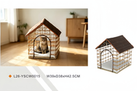 Maison pour chat tissée à la main USMILEPET, lit pour chat en osier à double couche, villa pour chat en rotin respirant, lit pour chat