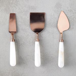 Juego de Utensilios para Queso con Mango de Mármol, Juego de Queso de Oro Rosa, Juego de Utensilios para Queso con Mango de Mármol Blanco, Servidor de Pastel - Product Image 2