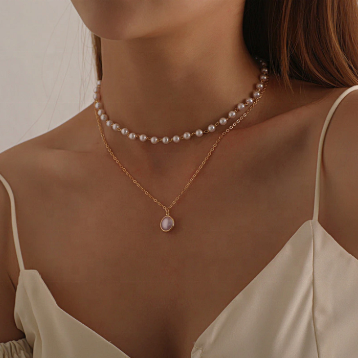 Collier Ras Du Cou Blanc Satellite Espéranza - Pendentif Fleurs En émail - Bronze - Occasion