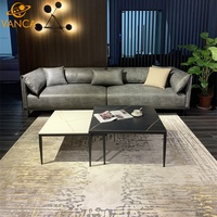 Table basse rectangulaire moderne haut de gamme en pierre frittée, motif marbre, pour hall d'hôtel et réception de bureau