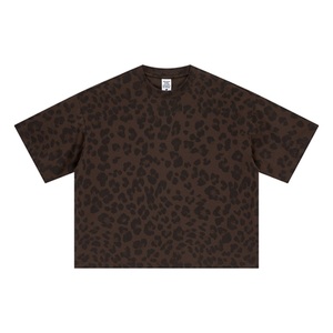 T-shirt Homme Oversize à Imprimé Léopard Manches Courtes Col Rond en Jersey Tricoté Respirant Coupe Ample Décontractée - Product Image 6