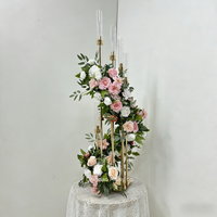 Nouvelle conception de chemin de table en fleurs artificielles en soie, réaliste, pour centre de table de mariage, décoration pour porte-bougie