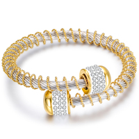 Deux Couleurs Mode Femmes En Acier Inoxydable Bijoux Fil Élastique Charme Fermoir Bracelets Bracelets