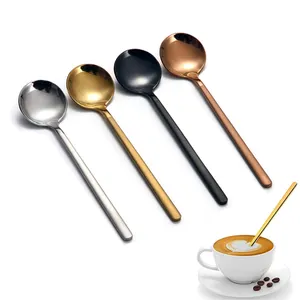 Custom Logo Mini Stirring Dessert Teaspoon Luxury Gift Gold Spoon Set Coffee Spoon Stainless Steel Long Handle Metal Tea Spoon