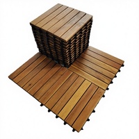 Dalles de sol en bois à emboîtement 30 x 30 cm pour patio, balcon, terrasse, jardin, étanches, antidérapantes, écologiques et certifiées
