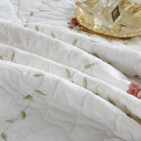 Lot de 3 couvre-lits en coton pour lit double, avec broderie de roses, surmatelas et ensemble de couette Euro pour lit double