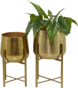 Iron <b>Hammered</b> planter Pots With Stands Set of 2 Gives You Perfect Height Flower <b>Holder</b> Pot Decorative Gift Home plant stand - Product Image 1