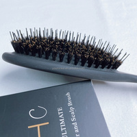 Brosse à cheveux en poils de sanglier pour extensions et perruques, blanche mate, vente en gros directe usine, logo personnalisé, pour cheveux bouclés, pour femmes