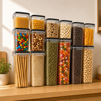 Lot de 14 contenants alimentaires empilables en PP avec couvercles verrouillables, transparents, multi-tailles, hermétiques pour céréales, pâtes, noix, cuisine