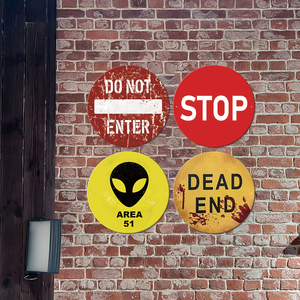 Panneau métallique rétro Area 51 Alien, ne pas entrer, arrêt, <span class=keywords><strong>impasse</strong></span>, décoration pour garage, man cave, art mural de science-fiction, affiche - Product Image 2