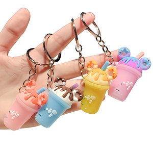Sevimli 3D Sütlü Çay Bardağı Anahtarlık, Donut Kulaklı İçecek Çantası Süsü, Çok Renkli Kawaii Tatlı Aksesuarı, Tatlı Atıştırmalık Temalı Hediye - Product Image 1