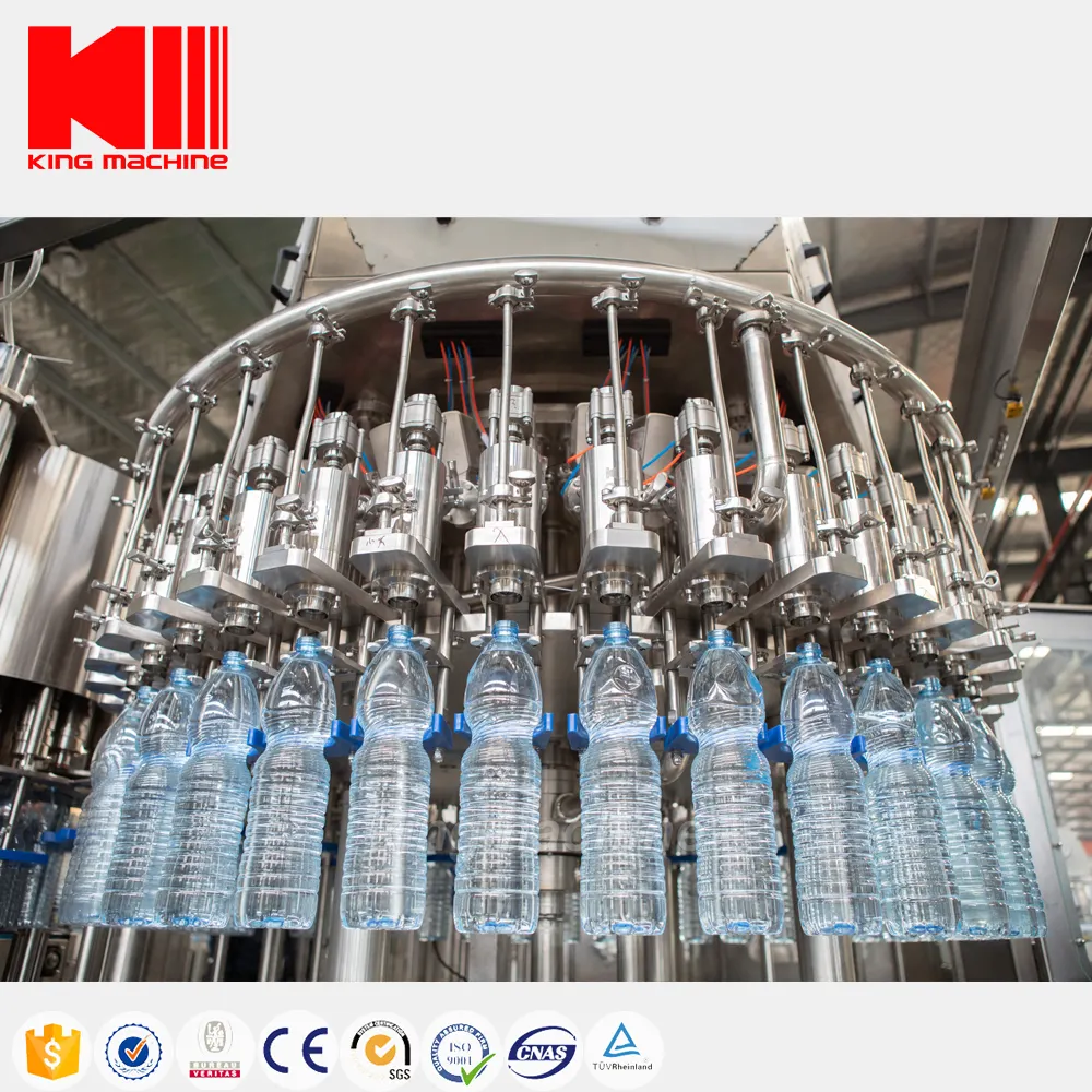 Mesin Pengisi Cair Pembotolan Air Mineral Murni Kemasan Tutup Botol Pabrik Produksi Otomatis 3 In 1