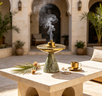 Brûleur d'encens de luxe en marbre vert, Mabkhara Bakhoor fait main, brûleur de Bakhoor en pierre naturelle, porte-oud pour la décoration de salon et de maison