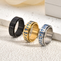Bague rotative en acier inoxydable pour homme, thème runes vikings nordiques, importée de l'étranger, avec fonction veilleuse pour soulager le stress