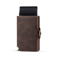 Dompet Kartu Kredit Tipis Sederhana Casekey Wholesale dengan Kotak Kartu Pop-up, Perlindungan RFID, Bahan PU, Tarjetero, Billetera