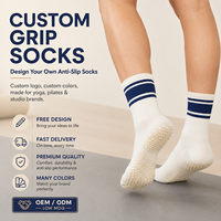 Chaussettes de yoga en tricot respirant, chaussettes de yoga en coton antibactérien personnalisées pour femmes, chaussettes antidérapantes pour le Pilates, le sport, la remise en forme et la danse