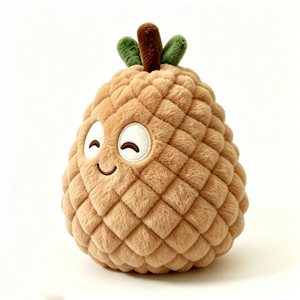 Cuerpo de piña personalizado, suave, aterciopelado, de color marrón claro neutro, con forma de piña ovalada y redondeada. - Product Image 3