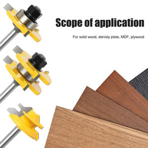 3 pièces 6mm/1/4 "/8mm tige <span class=keywords><strong>languette</strong></span> et joint de <span class=keywords><strong>rainure</strong></span> mèche de toupie avec verrouillage à 45 degrés mèche de toupie pour <span class=keywords><strong>fraise</strong></span> à bois - Product Image 6