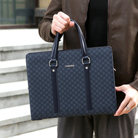 Nouvelle sacoche d'affaires imperméable pour homme, sac à ordinateur portable tendance avec grande capacité, sac à bandoulière en PU de 14 pouces