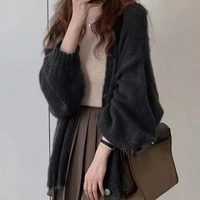 Fournisseur en gros de cardigans en tricot pour femmes, à manches ballon, chauds, doux, élégants et modernes, vêtements d'extérieur