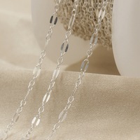 Chaîne à lèvres en argent sterling S925 de 2,1 mm avec paillettes scintillantes, chaîne à lèvres longue et courte 3+1, bracelet, collier, accessoires de fabrication de bijoux