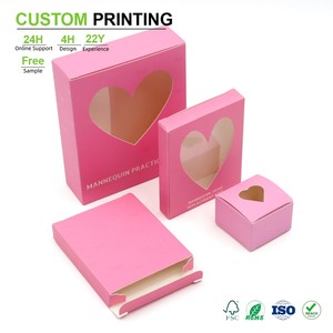 Cartons découpés sur mesure <span class=keywords><strong>avec</strong></span> fenêtre en forme de cœur, panneau <span class=keywords><strong>à</strong></span> ouverture en carton rose, rabat latéral pour studio de fabrication de bougies - Product Image 1