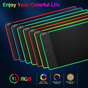 RGB Wireless Charge Mouse Pad Rubber Sole Desk Mat Mouse Pad Custom Wireless Charging Leather Mouse Pad Wrist Cartoon For Office