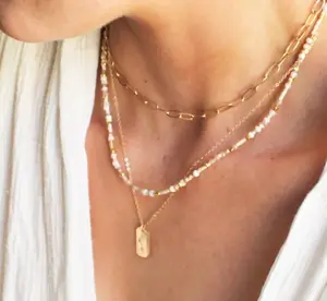 Großhandel handgefertigte heißer Verkauf modisch wasserdicht Bobo Strand Miyuki Glas Samenperlen Kristall-Halsketten Halskette für Damen Schmuck