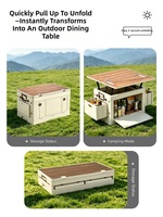 Boîte de rangement : Coffre de voiture pliable pour le camping en plein air avec couvercle en bois, rangement portable multifonctionnel