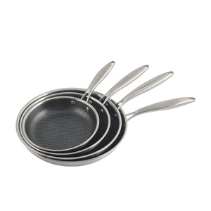 Classic Design Dishwasher-Safe Nonstick Honeycomb Coatings Skillet Stainless Steel Frying <b>Pan</b> with Glass Lid - Product Image 1