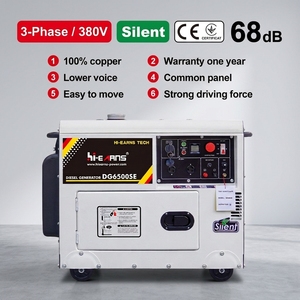Generador Silencioso Trifásico Hiearns 5KW 6KVA HR186FA 68dB 220V 380V 400V para Uso Doméstico, con Certificación CE DG6500SE3, Precio del Generador de 5KVA - Product Image 1