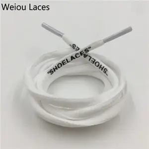 Weiouブラックホワイトオレンジグリーンオーバルシューズストリング、ホワイトシューズ用プリント「SHOELACES」