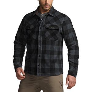 Chemise en polaire à carreaux pour homme, manches longues, épaisse, chaude, décontractée, pour l'extérieur, avec poches - Product Image 2
