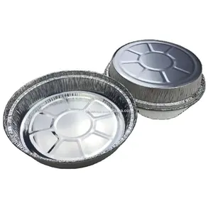 Wegwerp Ronde 6 Inch Aluminiumfolie Voedselcontainer 400 Ml Folie Ray Pizza Bakvorm 400 Ml 1lb Air Friteuse Liner Pan