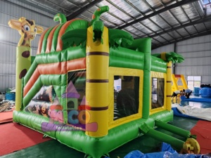 Casa de Brinco Inflable con Temática de Safari en la Selva, con Esculturas de Mono y Jirafa, Tobogán para Jardín de Niños y Parques de Diversiones - Product Image 5