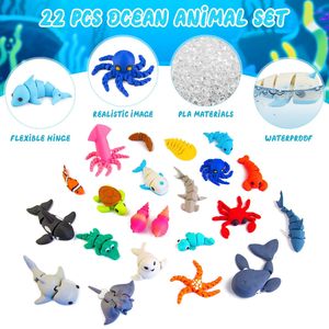 Vashine Juego de 22 Animales Marinos en 3D, Juguetes Creativos y Divertidos para Niños, Animales Marinos Flexibles Impresos en 3D, Juguetes de Material Ecológico para Niños - Product Image 1