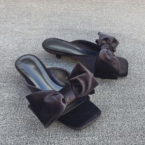 Sandales de luxe 3CM pour femme, style claquettes, avec nœud, talons chaton, chaussures tendance - Product Image 5