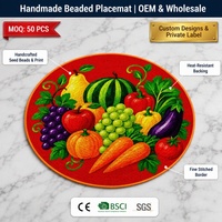 Napperon rond en perles de verre imprimées sur mesure, motif fruits et légumes rouges, pour table, vente en gros