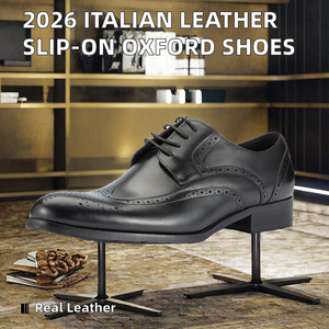 Chaussures habillées Oxford en cuir véritable pour hommes, à lacets, bout rond, pour affaires et soirées - Product Image 2