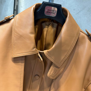 Натуральная овечья кожа куртки однобортная кожаная куртка женская роскошная кожаная куртка - Product Image 6