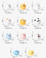 Figuras de Animales de Resina, Serie de Animales Bebé Kawaii, Vaca, Panda, Tigre, Conejo, Cerdo, Mono, Zodiaco Chino, Tema de Zoológico, Juguete para Cuarto de Niños