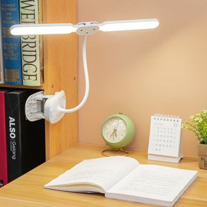 Lampe de bureau à double pince, lampe de table rechargeable par USB avec capteur tactile pour une lecture et une étude flexibles - Product Image 5