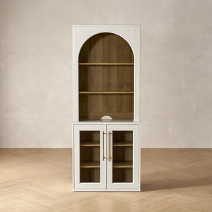 Estantería de armario de almacenamiento negra de diseño arqueado directo de fábrica con vitrina de trofeo Hutch para sala de estar - Product Image 5