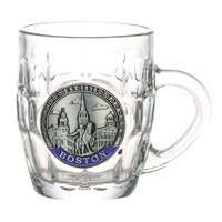 Tasse en verre souvenir de viking avec logo en métal personnalisé en gros tasse de chope à bière avec poignée