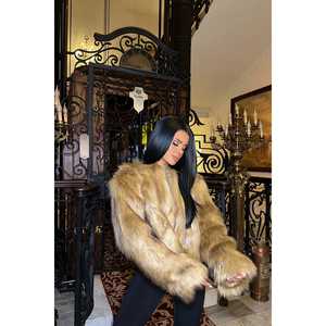 Chaqueta de Piel de Zorro Amarillo con Estampado a Cuadros, Estilo Abrigo con Decoración Vintage, Cierre de Cremallera, Característica Impermeable, Blazer Tejido - Product Image 1