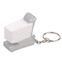 Balle anti-stress souple en mousse PU blanche en forme de chariot de courses, jouets amusants, vente en gros, logo personnalisé, porte-clés anti-stress, cadeaux